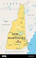 New Hampshire, NH, mappa politica, con la capitale Concord. Stato nella ...