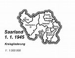 Karte: Saarland 1. 1. 1945 - Kreisgliederung