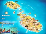 Malta Travel and Vacation map showing attractions | Malta, Isola di ...
