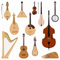 Conjunto de instrumentos musicales de cuerda. | Vector Premium