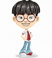 Asian School Boy Cartoon Vector Character | GraphicMama | Cartoon, Boy ...