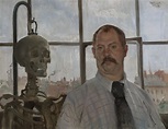 Self portrait with skeleton by Lovis Corinth