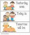 Calendar Cards For: Yesterday, Today and Tomorrow | Classroom freebies ...