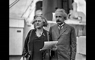 Albert Einstein and his wife after their arrival in San Diego on the ...