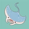 cute stingray fish cartoon character, sea animal underwater ...
