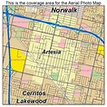Aerial Photography Map of Artesia, CA California