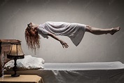 Woman levitating over bed / astral traveling, nightmare, excorcist ...