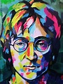 John Lennon portrait Abstract acrylic painting on deep edge | Etsy