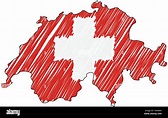 Suiza mapa boceto dibujados a mano. Ilustración del concepto de vector ...