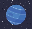 Cartoon solar system planet in flat style. Planet neptune on dark space ...