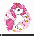 Lindo Unicornio Mágico Rosa Diseño Vectorial Sobre Fondo Blanco ...