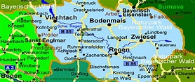 Karte Reiseziele im Landkreis Regen Gemeinden Orte Städte Landkarte