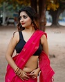 Rupsa Saha Chowdhury hot red saree black sleeveless blouse photoshoot ...