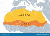 The Sahara Desert and the Sahel Region, North Africa, Political Map ...