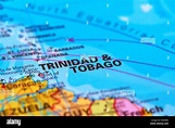Trinidad Tobago y ciudades importantes en el mapa del mundo Fotografía ...