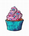 Ilustración de un dibujo coloreado de dulces cupcake marrón con crema ...