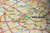 Mailand auf der Karte stockfoto. Bild von geschäft, europa - 7962712