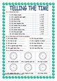 TELLING THE TIME | Time worksheets, Telling time worksheets, French ...