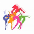 set of icons of dancing girls | Custom-Designed Illustrations ...