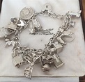 Super vintage Sterling silver charm bracelet - 17 charms **Reserved for ...