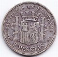 España Moneda 2 Pesetas Plata Año 1870 Gobierno Provisional F+ ...