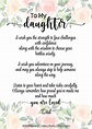 To My Daughter, Printable Poem, From Parents, From Mom, From Dad, Card ...
