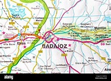 Badajoz mapa ciudad Mapa Mapa de carreteras Fotografía de stock - Alamy
