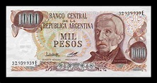 Argentina 1000 Pesos José de San Martin 1979 Pick 304b(2) Serie E Sc ...