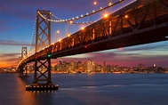 壁紙 サンフランシスコ、カリフォルニア州、橋、海、イルミネーション、夜、アメリカ 1920x1200 HD 無料のデスクトップの背景, 画像
