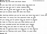 Before You Go - Bluegrass lyrics with chords