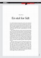Novelle eksempeltekst - © Alinea 1: novelle Helle Helle En stol for ...