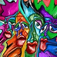 Abstract Painting Of Faces - Painting Watercolor