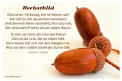 Herbstbild Dies ist ein Herbsttag, wie ich keinen sah! Die Luft ist ...