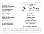 Traueranzeigen von Gustav Born | Trauer-in-NRW.de