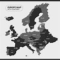 Black And White Western Europe Map With Countries And Major Cities W ...