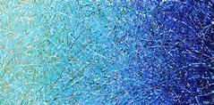 Tropical - Large blue & turquoise Jackson Pollock abstract painting