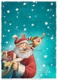 Papá Noel y elfo con fondo nevando - Dibustock, Ilustraciones ...