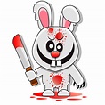 Premium Vector | Rabbit killer happy halloween greeting card ...