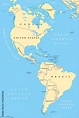 Fototapeta the Americas, North and South America, political map with ...