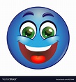 Smiling blue emoticon Royalty Free Vector Image