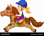Little girl cartoon riding a pony horse Royalty Free Vector