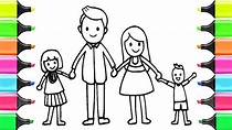 How to Draw Happy Family for KIDS - Learn Coloring Page for Children ...