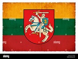 Nationale Flagge Litauens mit Wappen im Grunge-Stil erstellt ...