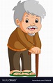 Cartoon of old man with a walking stick Royalty Free Vector