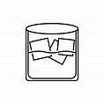 rock glass icon with ice cube and water. simple, line, silhouette and ...
