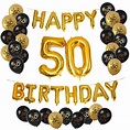 ZLJQ Happy 50th Birthday Balloons Set 33 Pcs Fiftieth Birthday Kit Foil ...