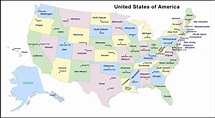 States and Capitals of the United States - Labeled Map