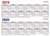 2019-2020 Two Year Calendar - Free Printable PDF Templates