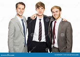 Three Businessmen Smiling and Embrace Each Other Stock Image - Image of ...