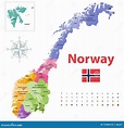 Norway Counties Vector Map, Colored by Regions Stock Vector ...